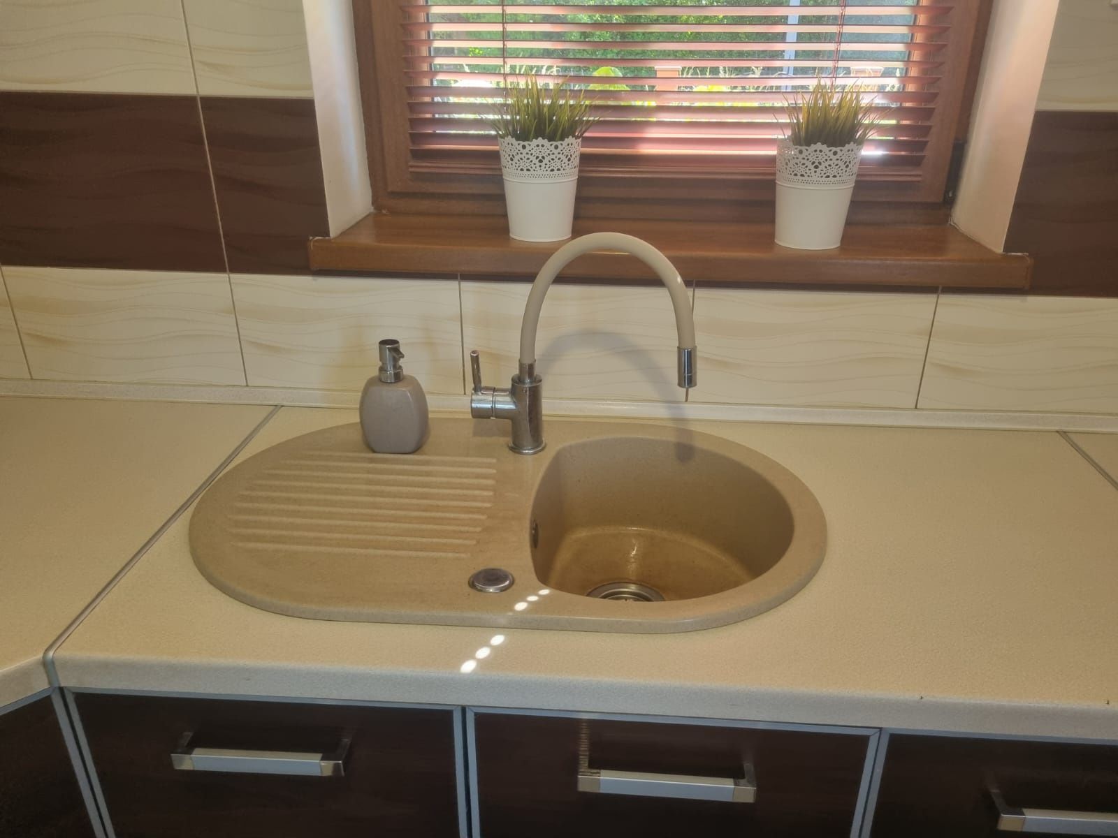 Meble kuchenne wenge/latte +zlew z baterią+okap