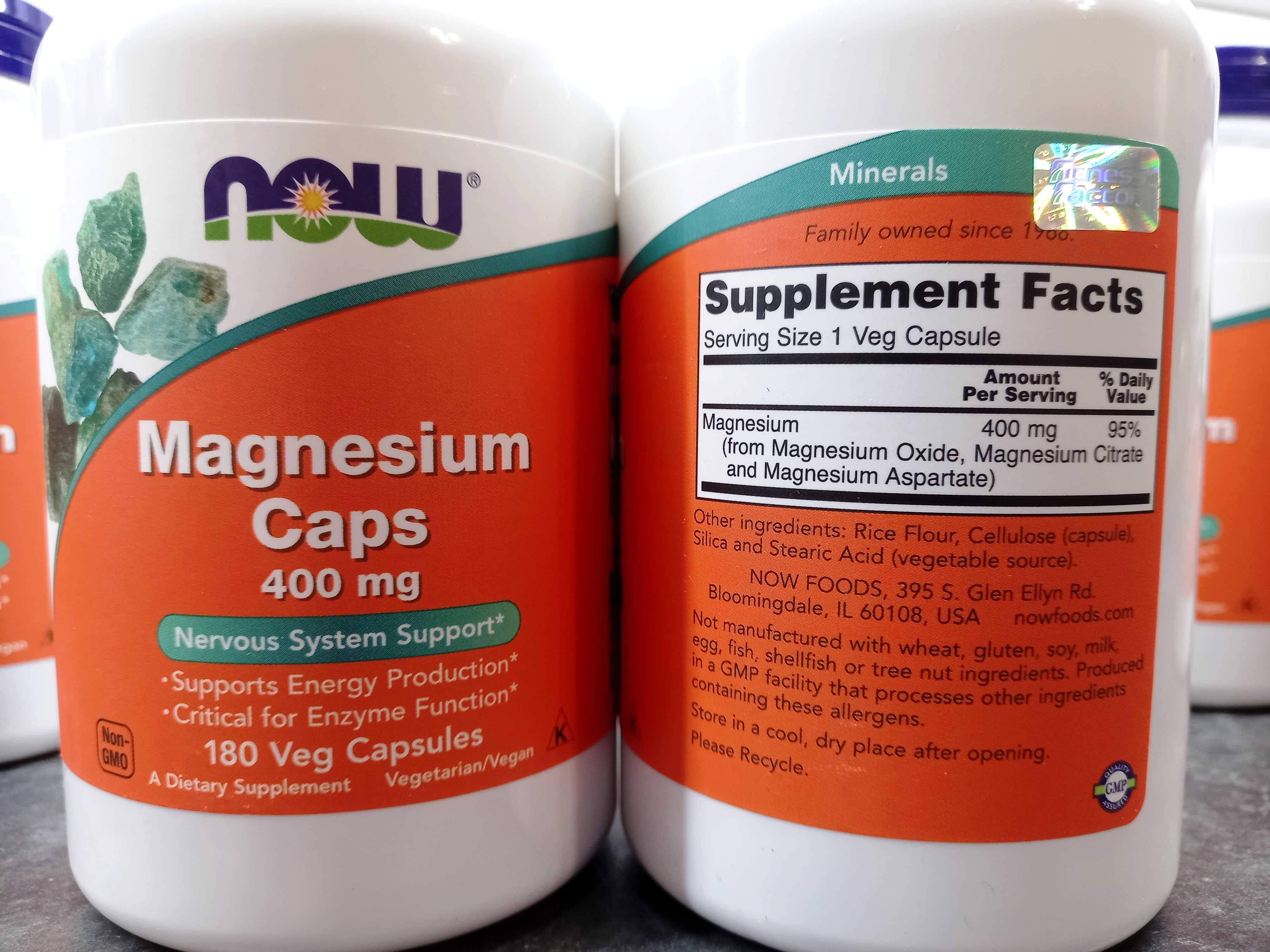 Now Foods, Magnesium Caps 400 мг (180 капс.), магний, магній