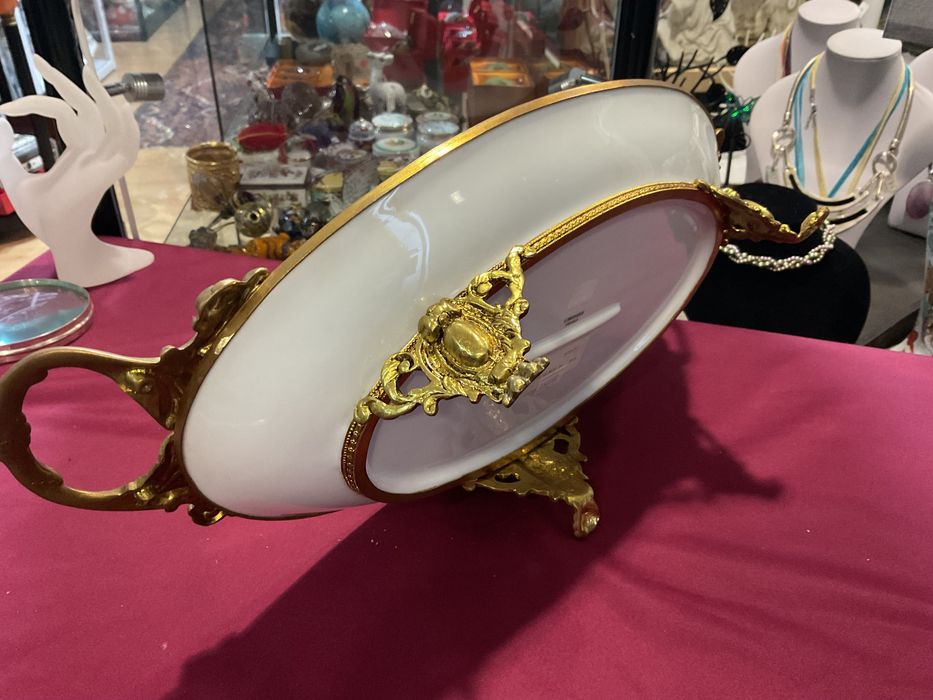 Centro de mesa francês 44x22cm porcelana vintage