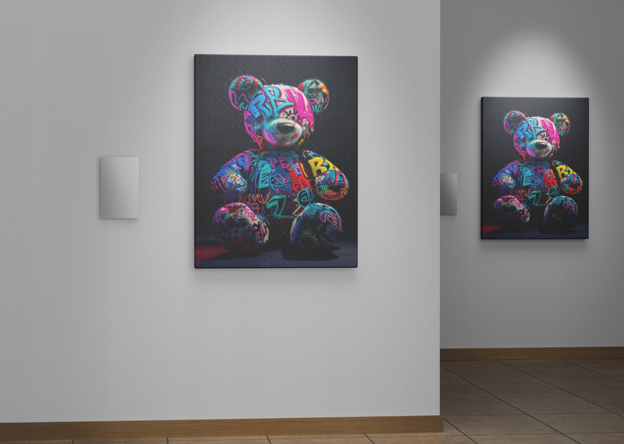 Obraz na płótnie "Grafitti Miś" 60x80 cm - Nowoczesna sztuka do wnętrz
