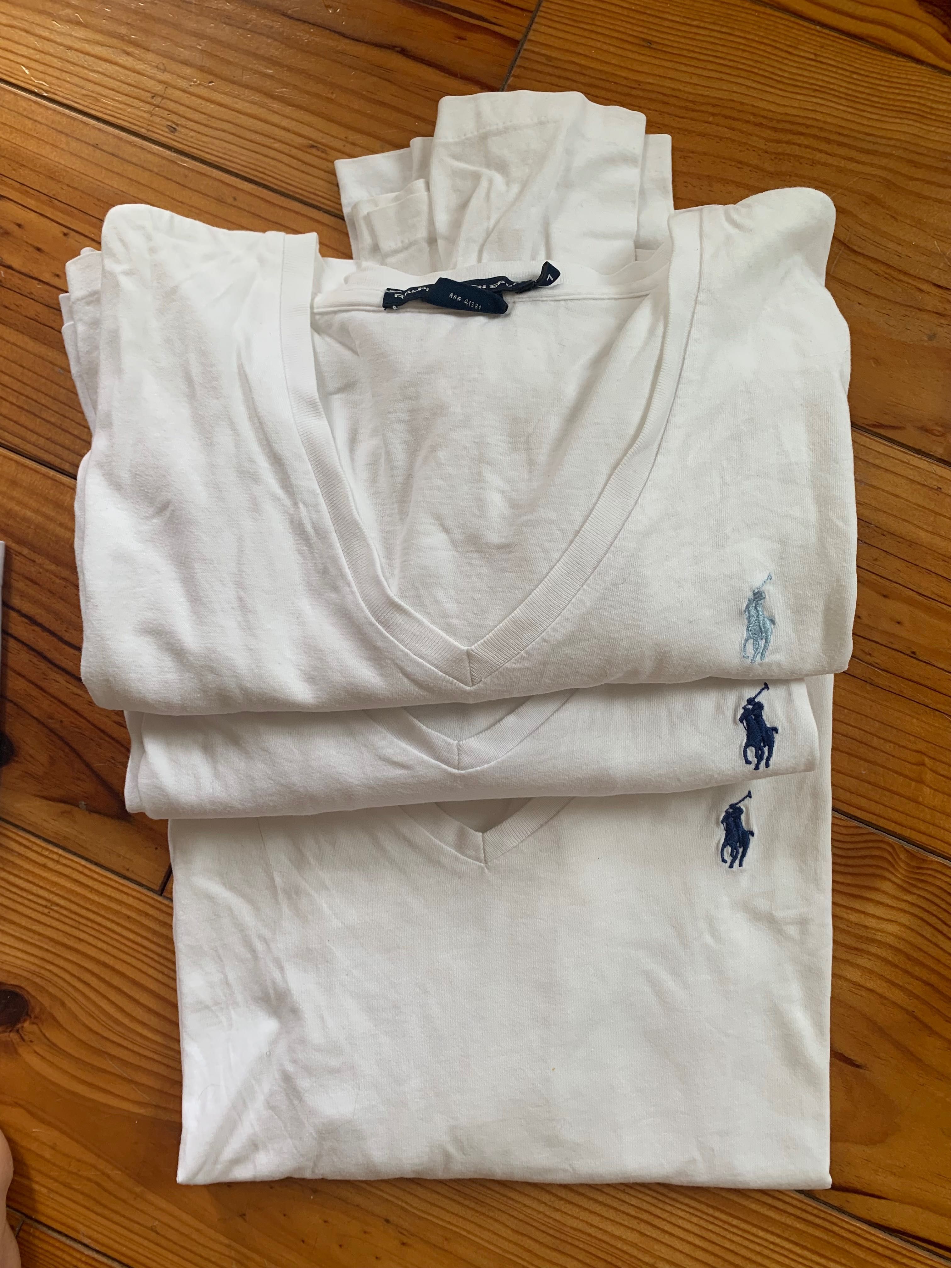 3 T-shirts Ralph Lauren branca manga comprida