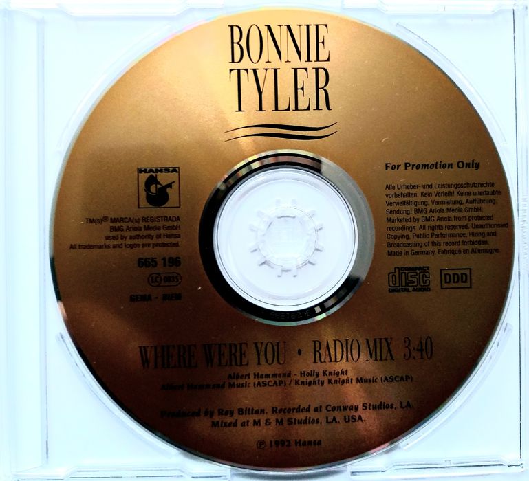CDs Bonnie Tyler Where Were You 1992r