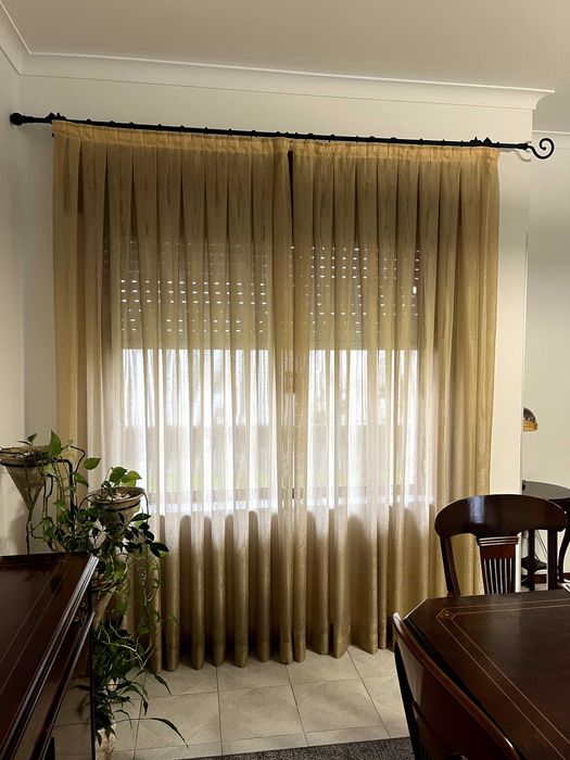 Cortinados Tecido Organza Dupla Com Calha em Ferro