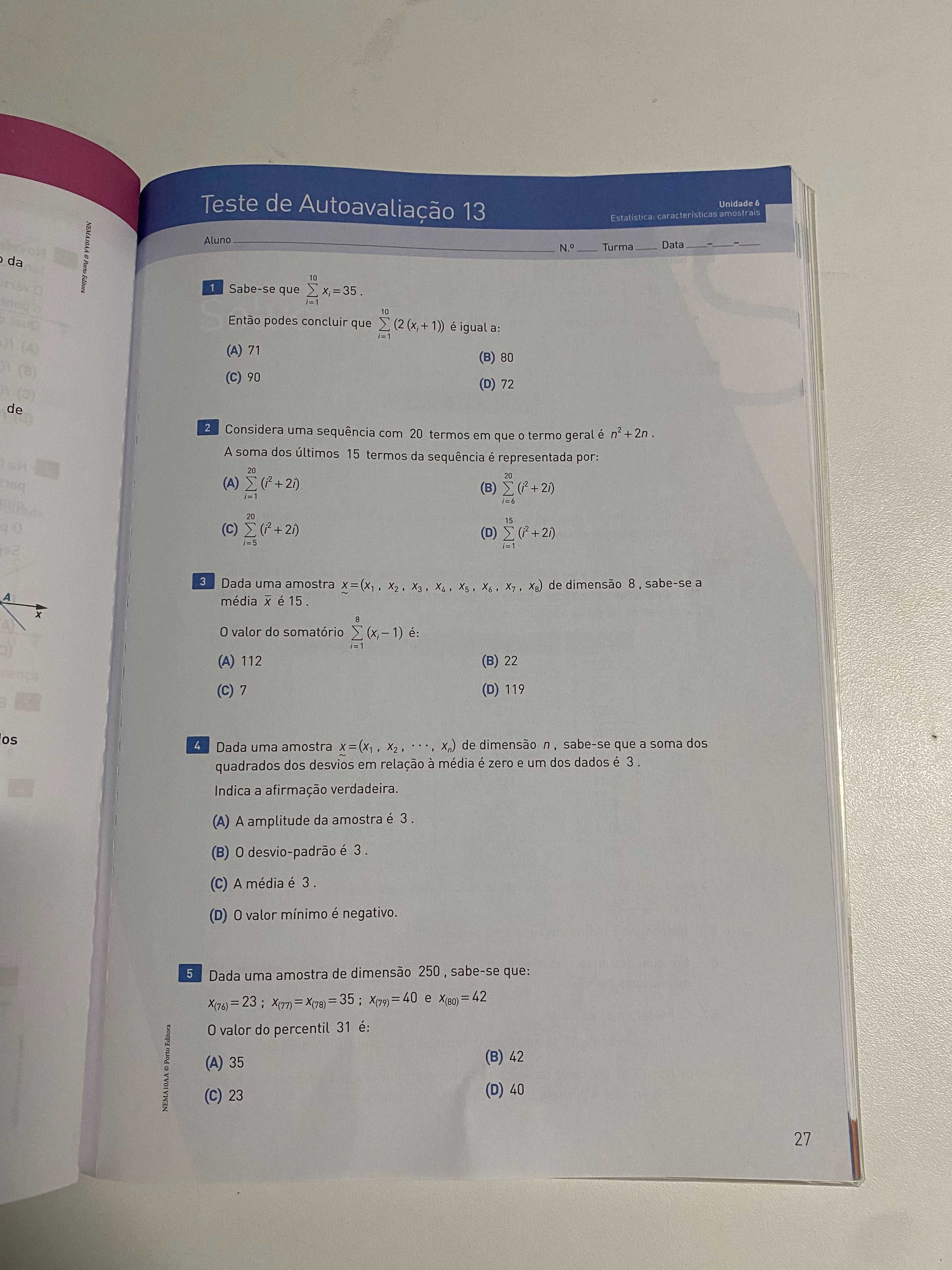 Novo Espaço Matemática 10º, caderno aluno, muito bom estado