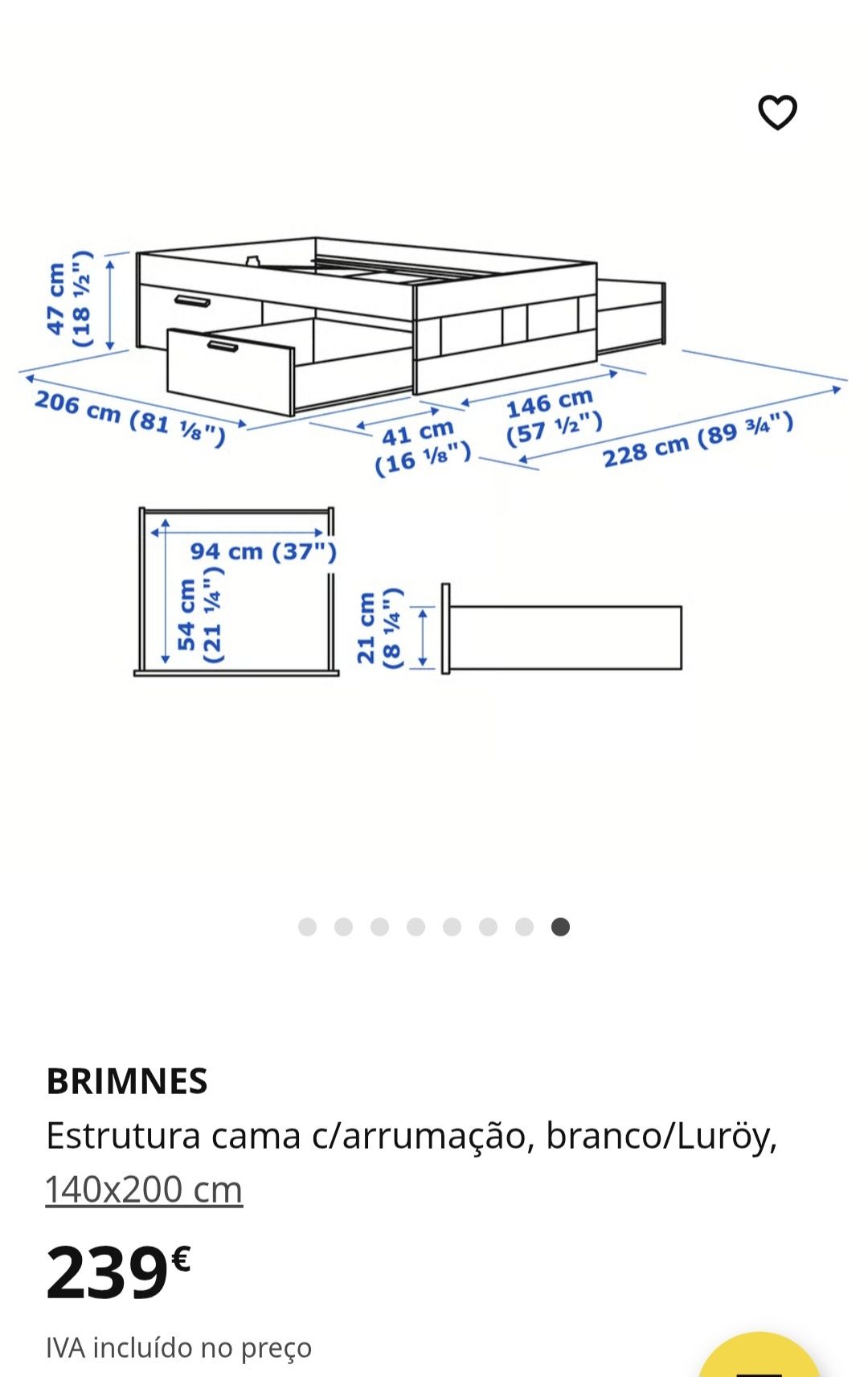 Cama  Brimnes Ikea NOVA (embalada) 200x140