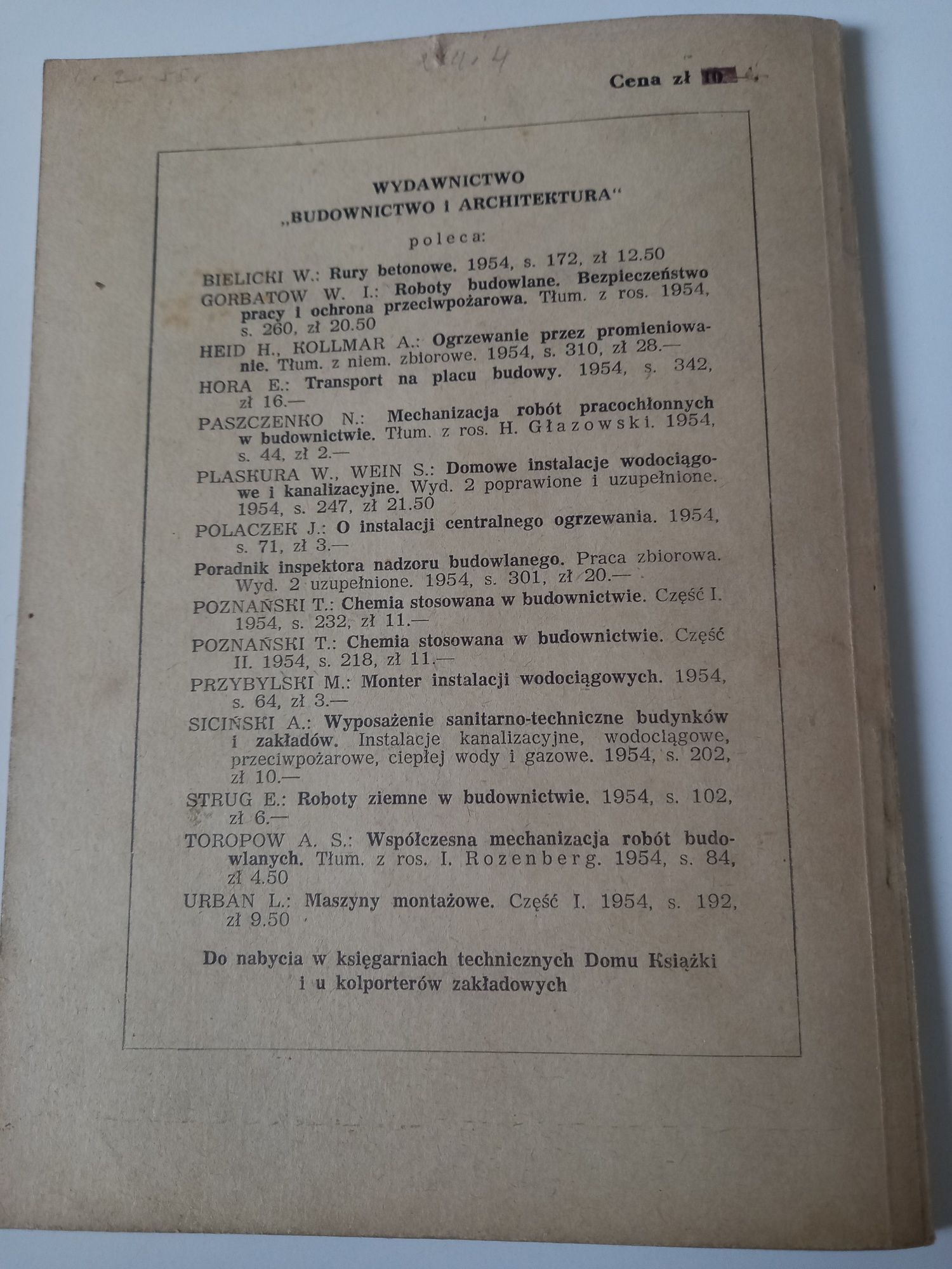 Montaż Kotłów Centralnego Ogrzewania  Franciszek Kawa 1955rok