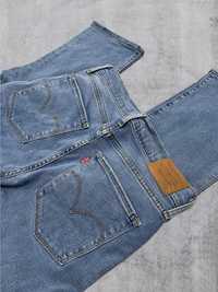 Niebieskie spodnie wysoki stan proste jeansy high rise straight Levis