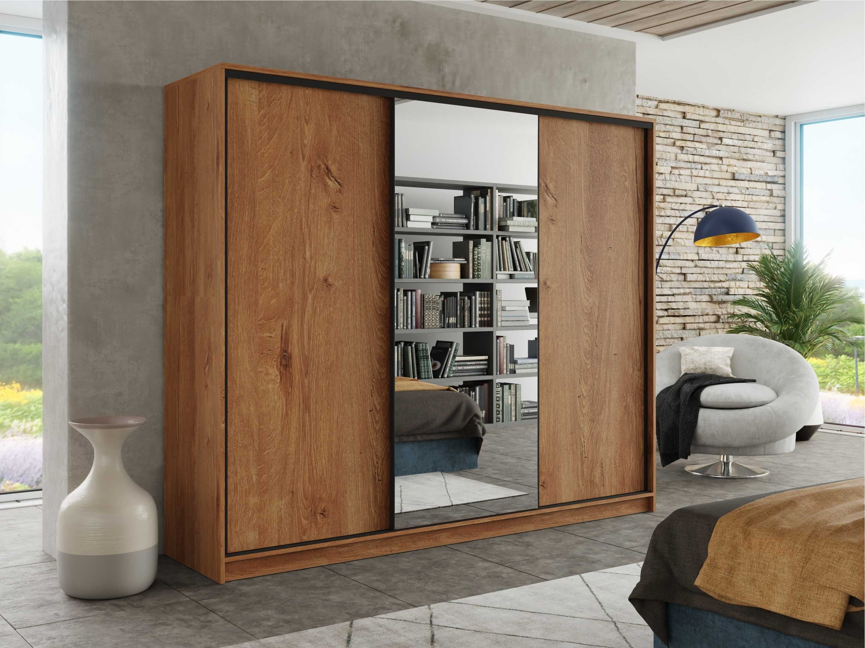 Szafa przesuwna 150x205x56 z lustrem oraz 4xszuflady