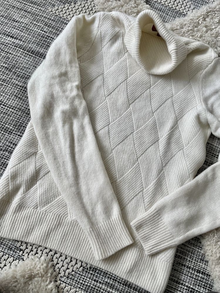 Sweter golf Finshley & Harding van graaf S/36 wełniany beżowy kremowy