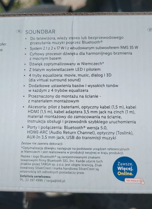 Głośnik Soundbar Silvercrest bluetooth czarny