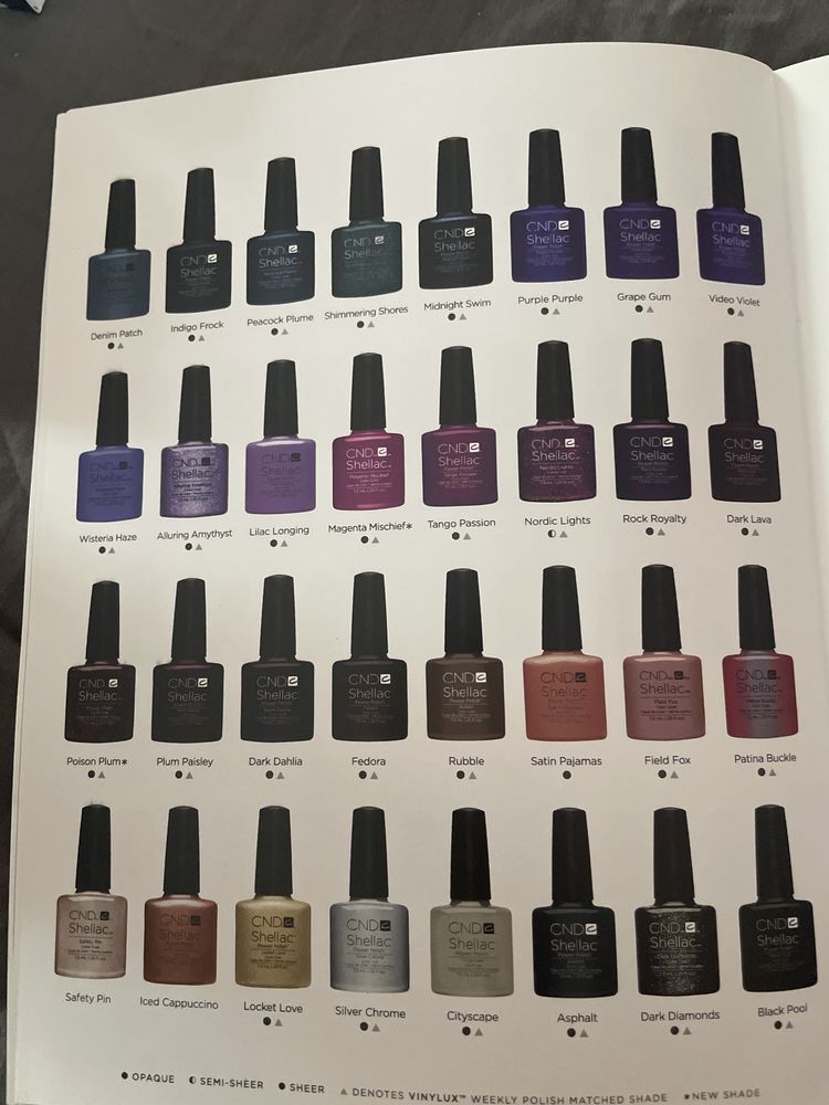 Shellac всі кольорів також бази і топи