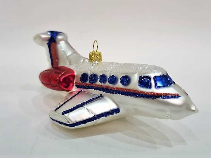 Samolot pasażerski - szklana bombka choinkowa 13s55 bombkizebra