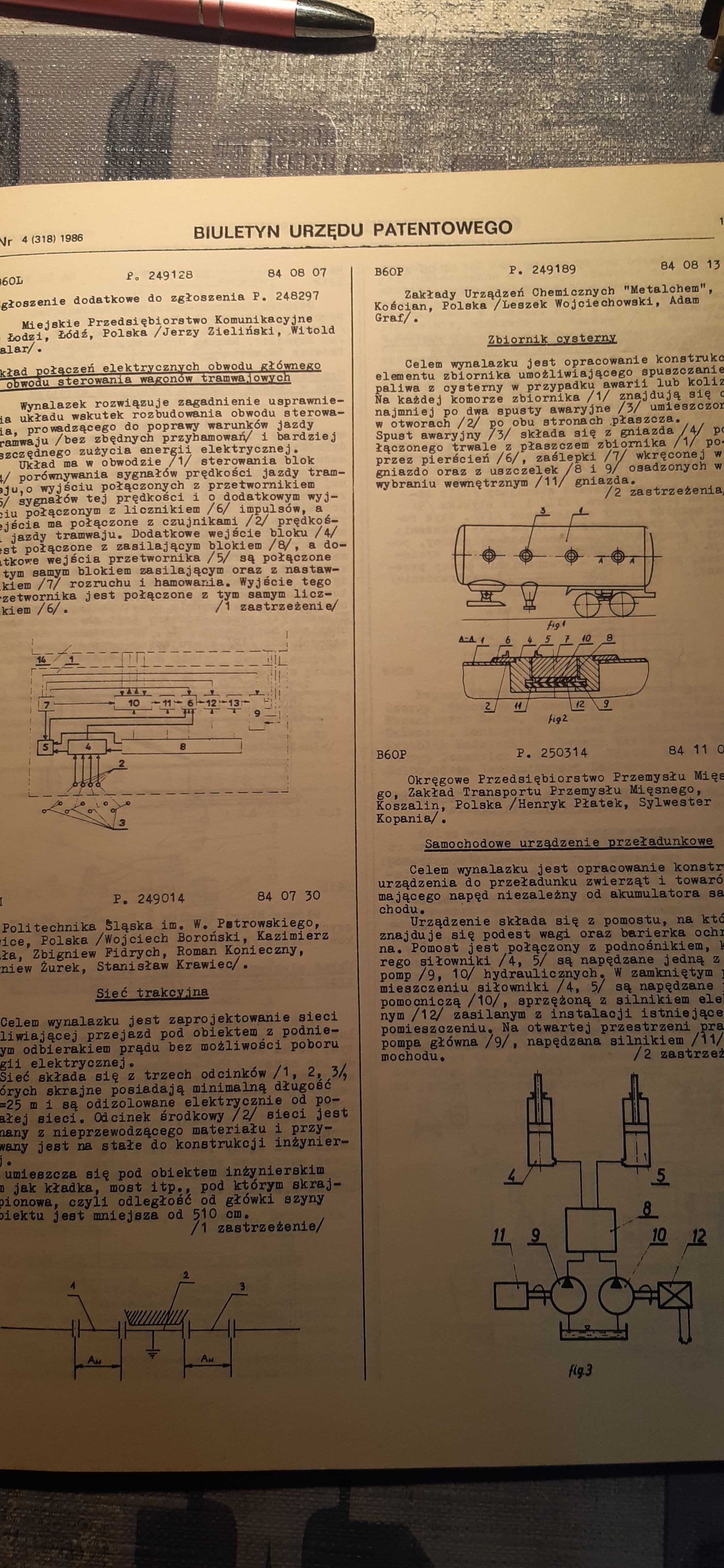 stary biuletyn urzędu patentowego 1986r prl