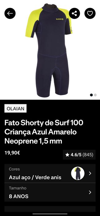 Fato de Surf Shorty Decathlon 8 anos