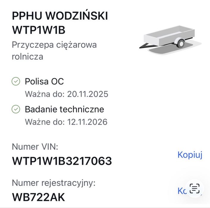 Przyczeoa rolnicza WODZINSKI  WTP1W1B 4500 kg
