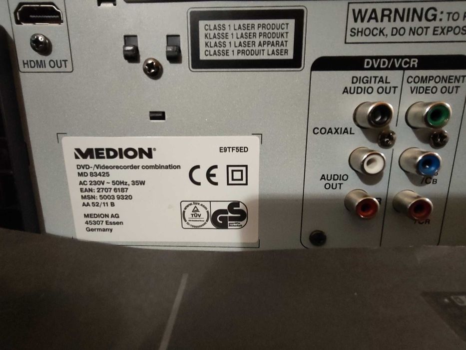 VHS Na DVD Combo Nagrywarka MEDION (Funai) HDMI MD83425