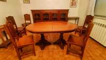 sala de jantar completa em madeira macificada de cor cartanho