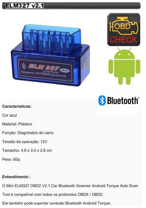 Leitor mecânico automóvel - ficha OBD