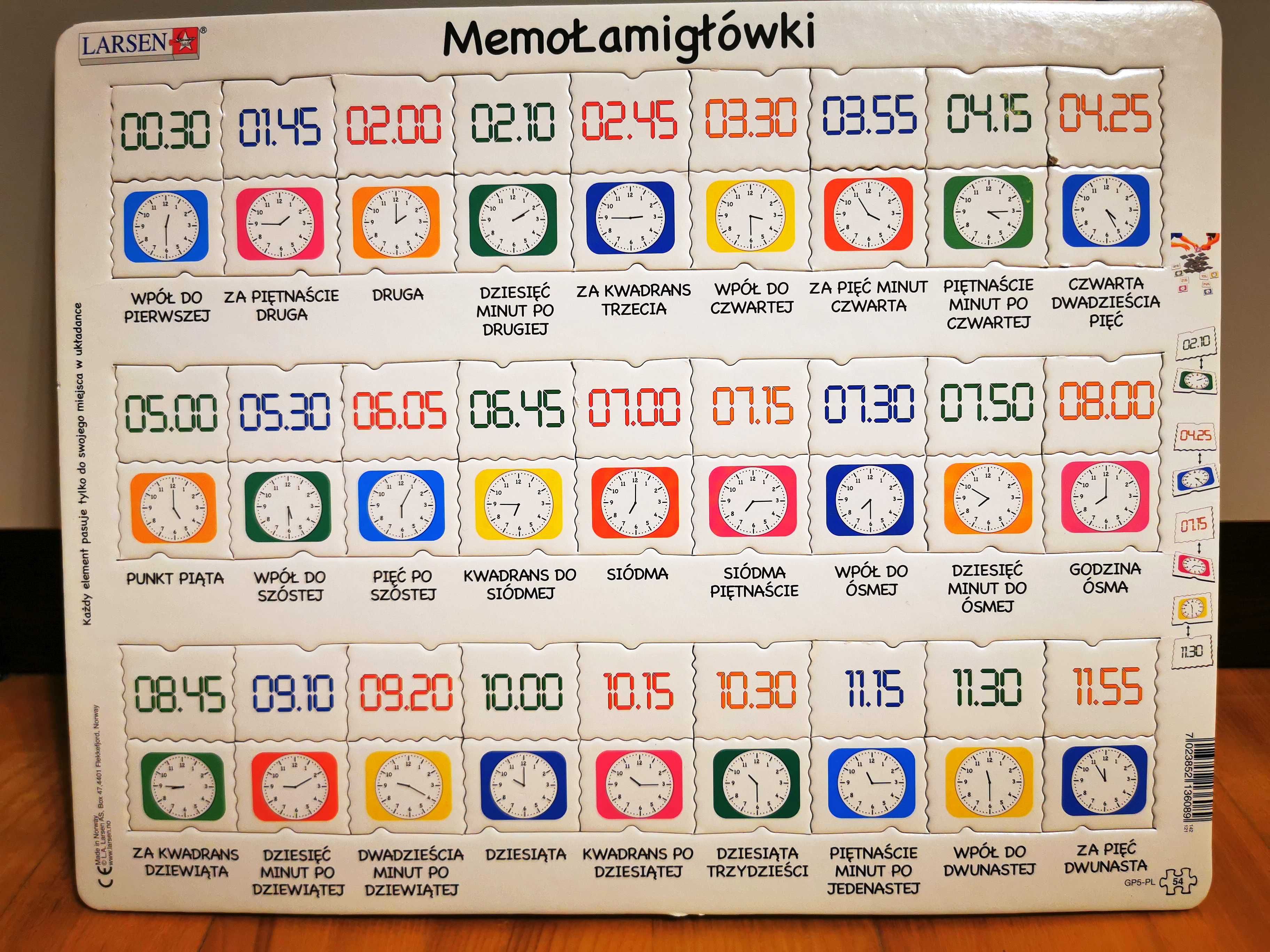 Zestaw 2x puzzle dla dzieci - Zegar i czas + Przy stawie - Larsen