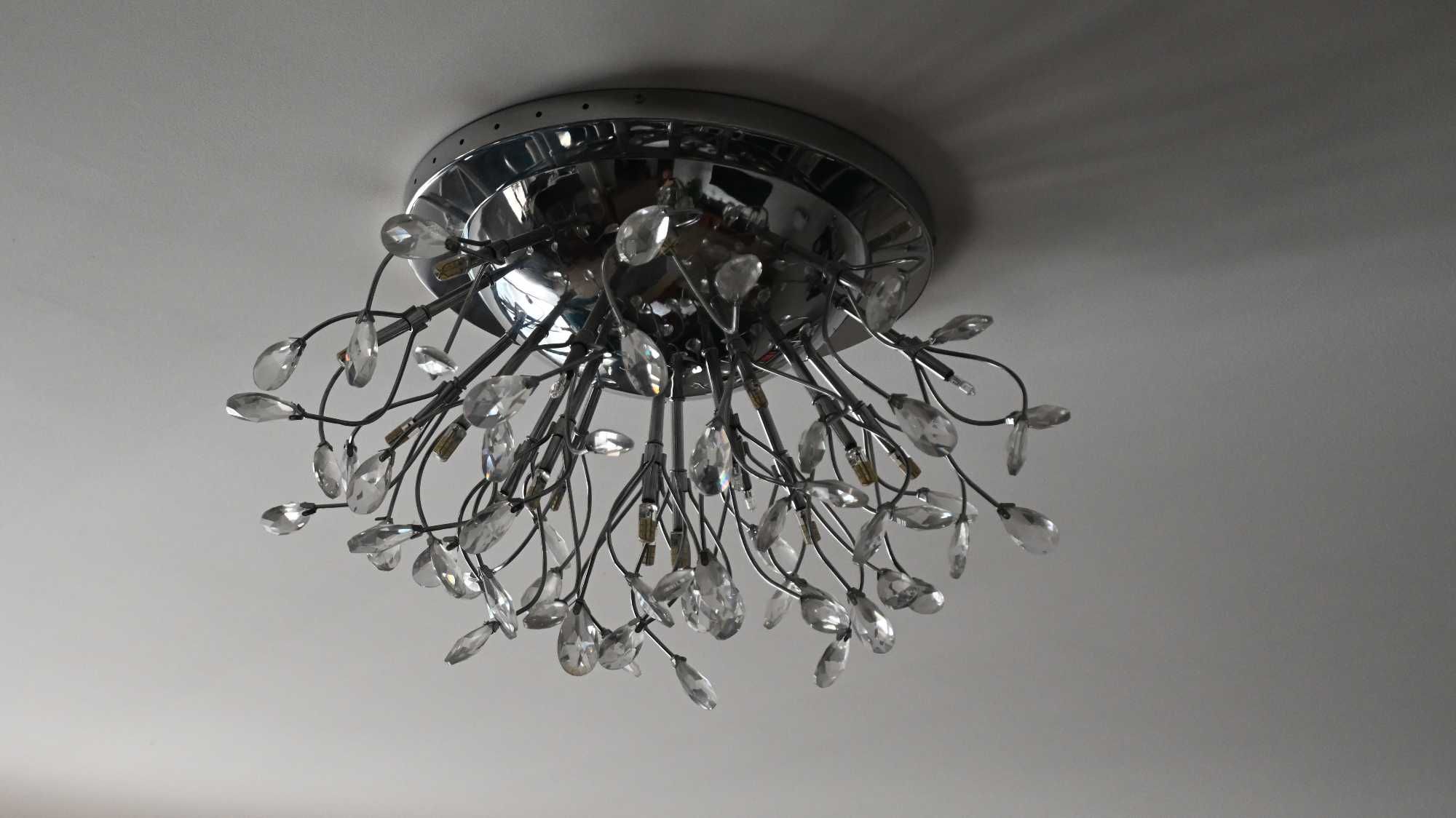 Lampa,  plafon sufitowy z kryształkami 25 zarówek Led