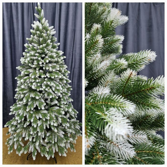 Ялинка штучна лита 1,8м зелена з білими кінчиками