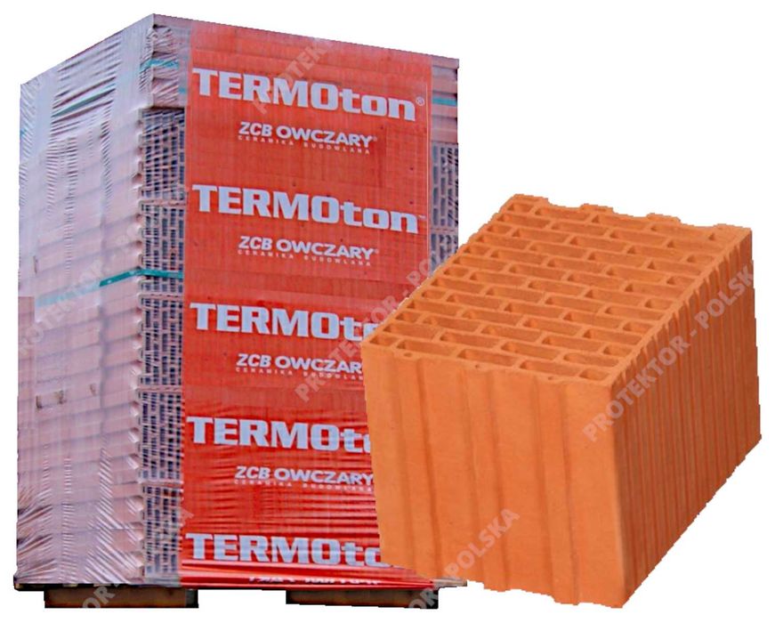 pustak TERMOTON 25cm kratówka cegła dziurawka DIAMENT SZLIF OWCZARY