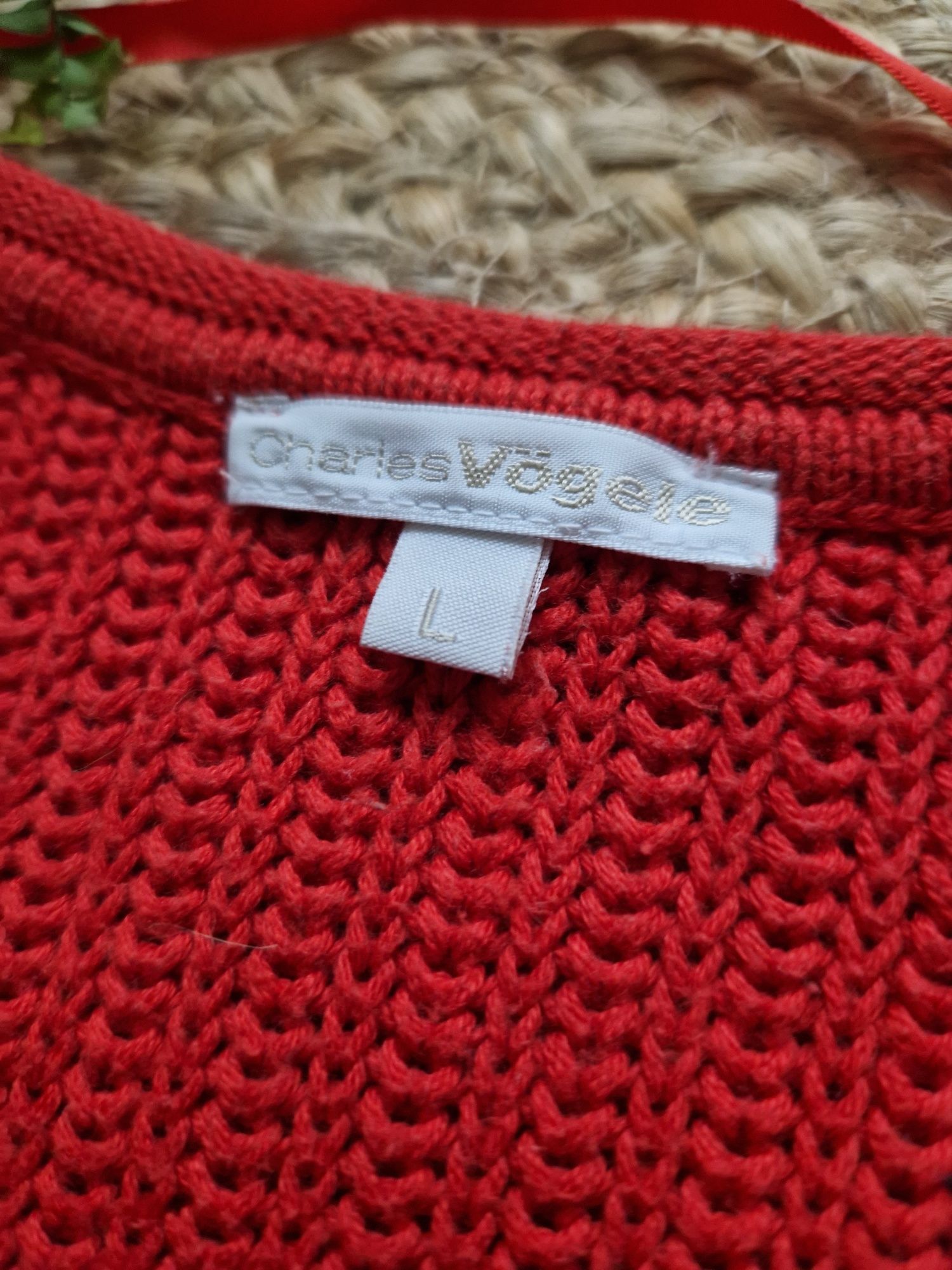 Czerwony sweter z bawełną Charles Vogele