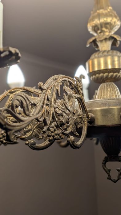 Żyrandol mosiężny + 2 kinkiety – elegancki komplet vintage!