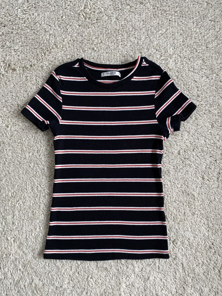 Tshirt koszulka w paski czarny biały Pull&Bear rozmiar XS 34
