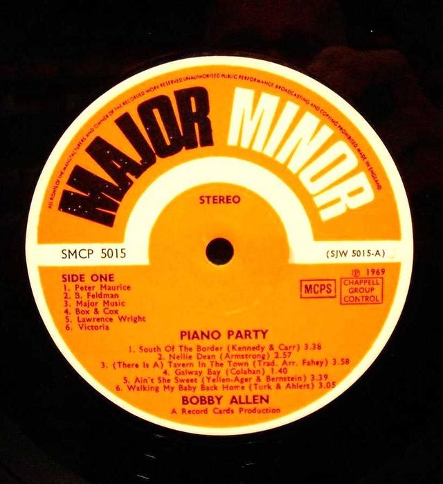 Bobby Allen - Piano Party - LP 33 Rpm Vinyl 12" - 1969