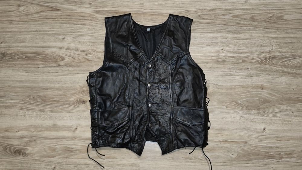Kamizelka skórzana męska wiązana XXL