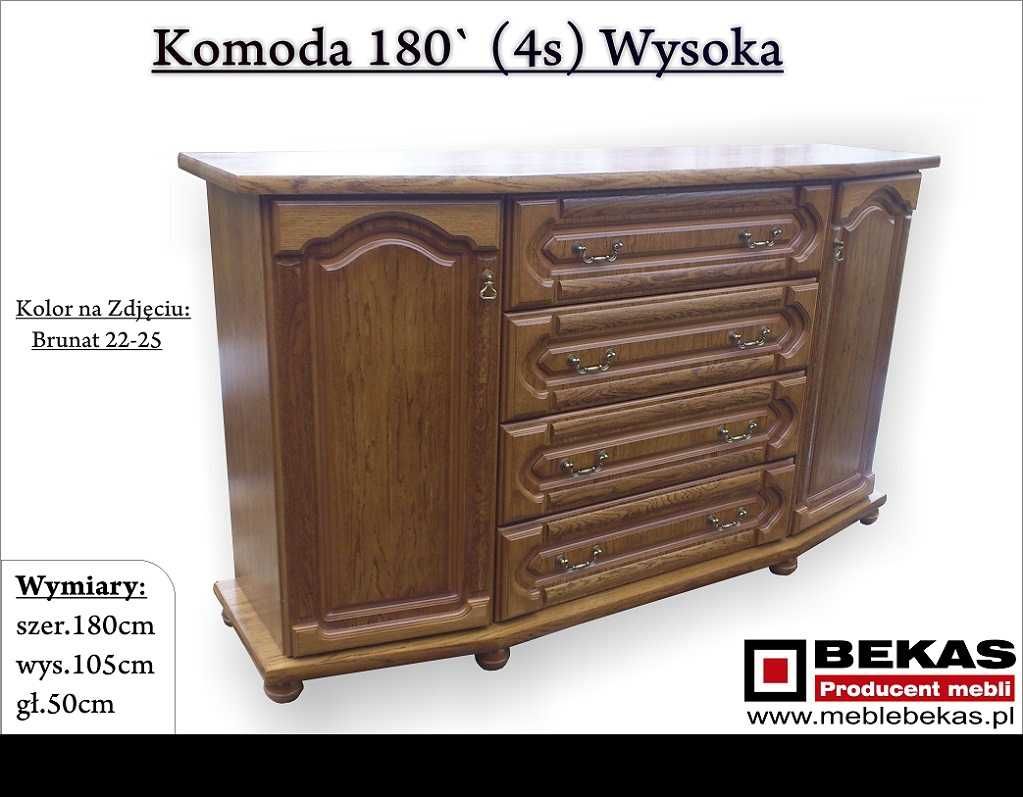 Stylowa Komoda RTV Wysoka 150 (2S-3S)Dąb Orzech Natura Bekas Producent