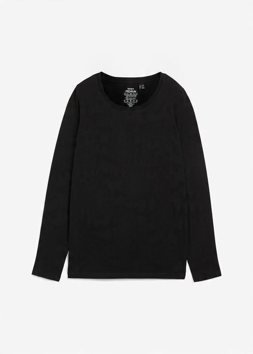 B.P.C t-shirt damski długi rękaw czarny z bawełny organicznej r.40/42