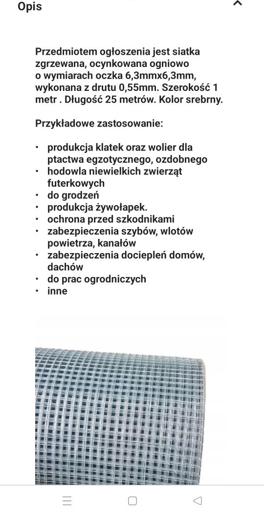 Siatka ocynkowana