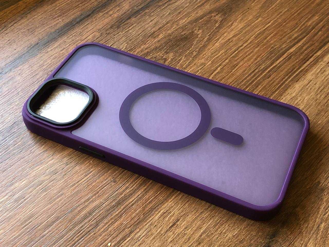 Протиударний матовий чохол MagSafe iPhone 14/15 Plus (Dark Purple)