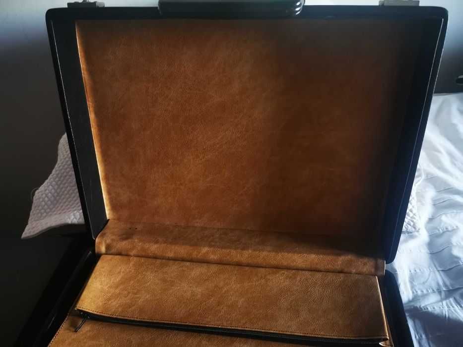 Mala francor em pele/couro,vintage estilo empresarial