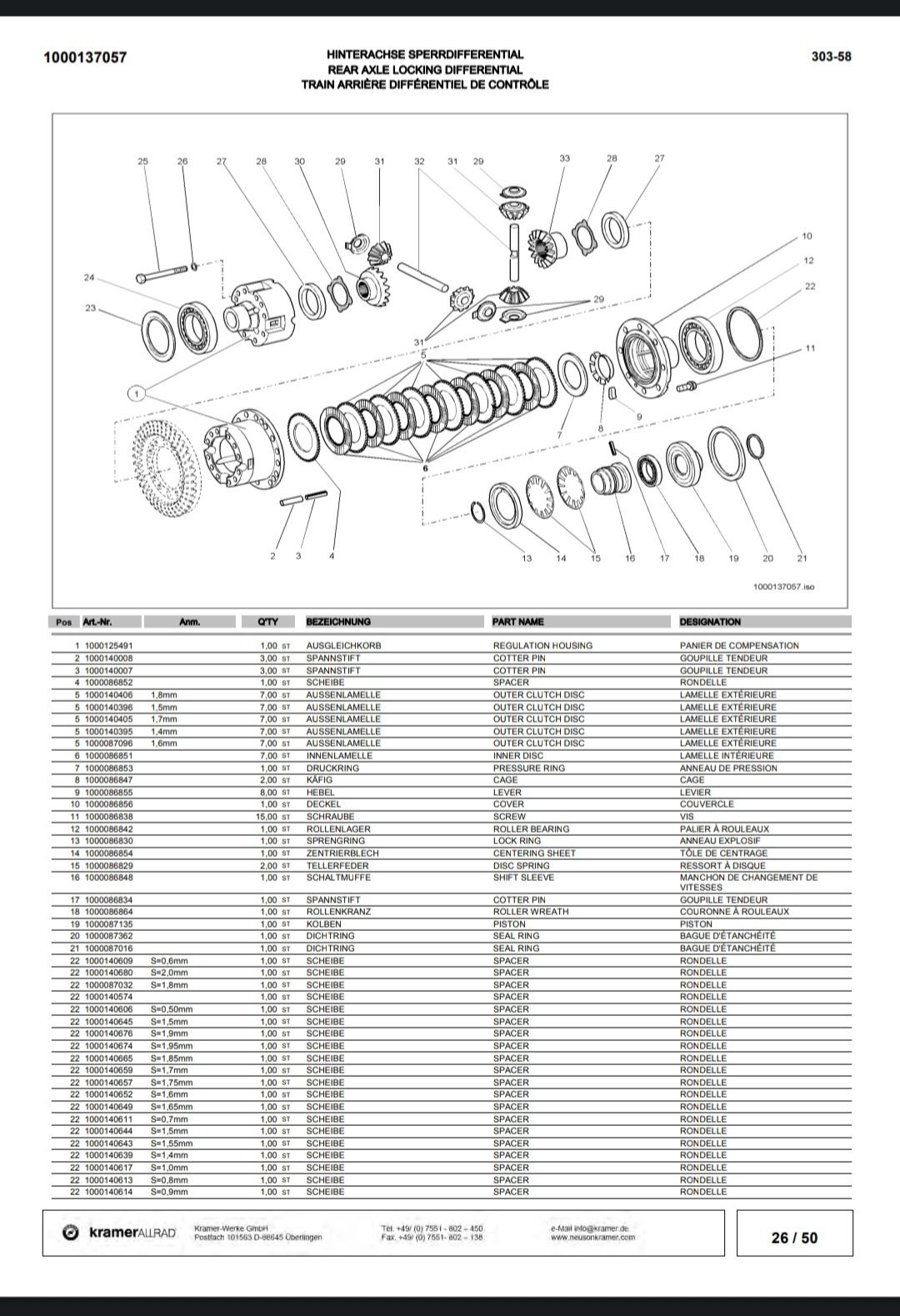 Katalog części ładowarka kołowa Kramer 520 seria 2 [303 58]