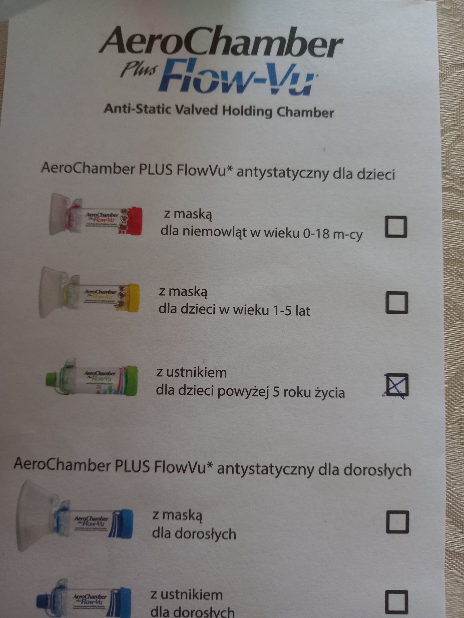 Komora do inhalacji dla dziecka powyżej 5 lat