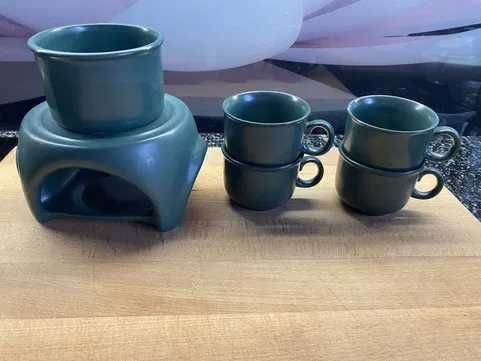 Ceramika Kominek podgrzewacz + 4 filiżanki