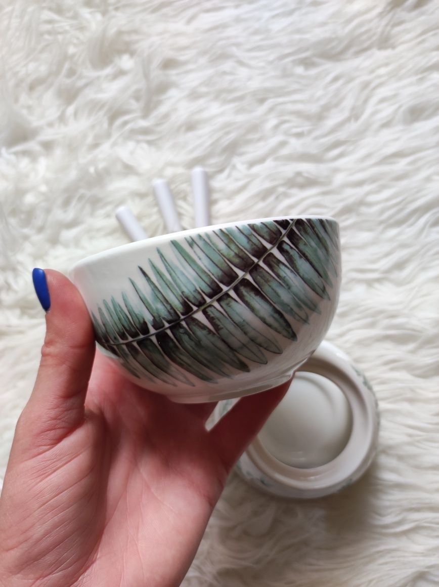 SMUKEE porcelanowy zestaw do fondue z podgrzewaczem na tealighty