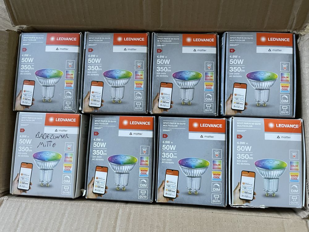 8 halogenów Ledvance GU10 RGB Matter Apple HomeKit