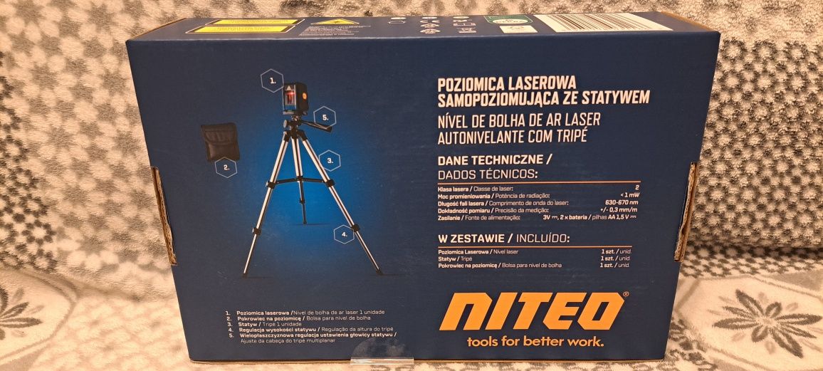 Nowa Poziomica Laserowa Samopoziomująca ze Statywem firmy Niteo