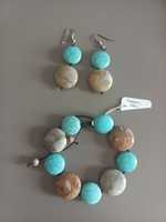 zestaw biżuterii bransoletka kolczyki Art Malika kamienie turkus opal