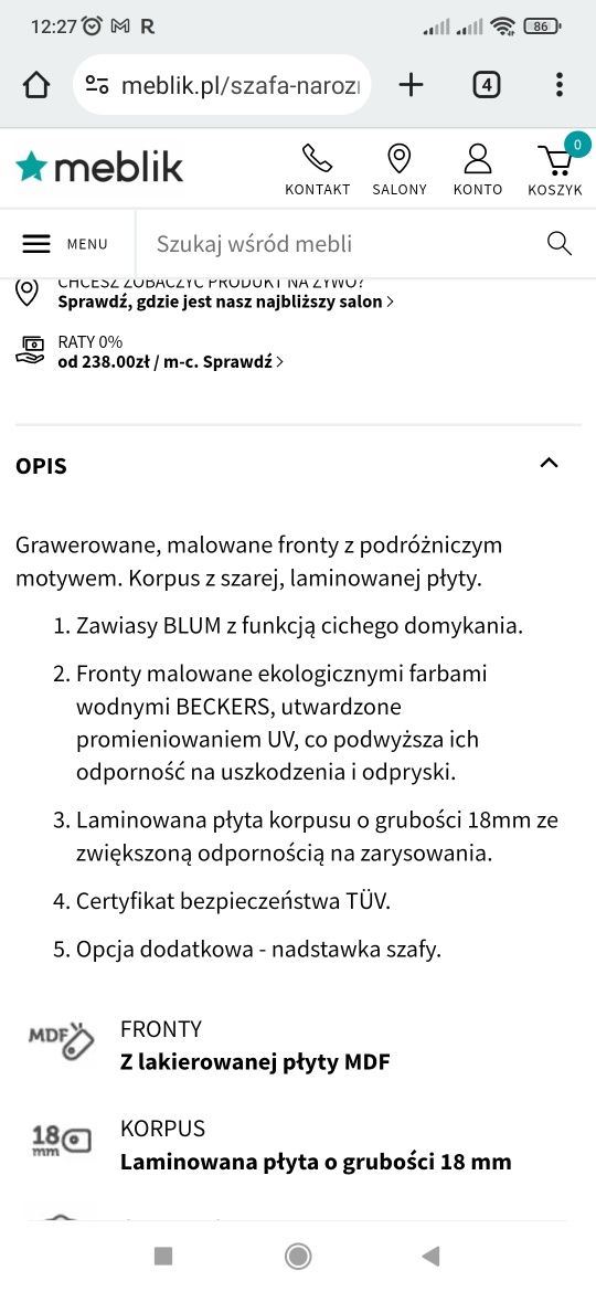 Szafa narożna z nadstawka Meblik Piłkarz