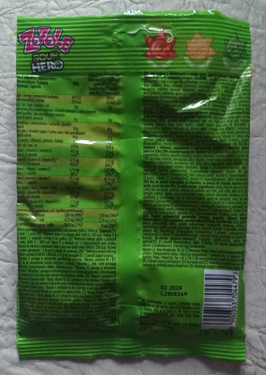ZOZOLE SOUR HERO 75g długi termin przydatności do spożycia