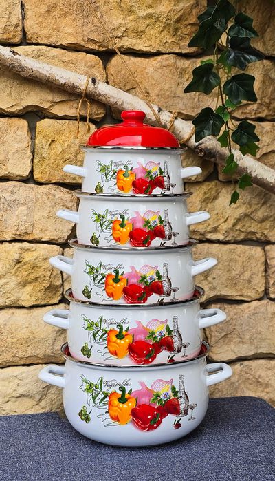 Zestaw garnków emaliowanych 10 el.