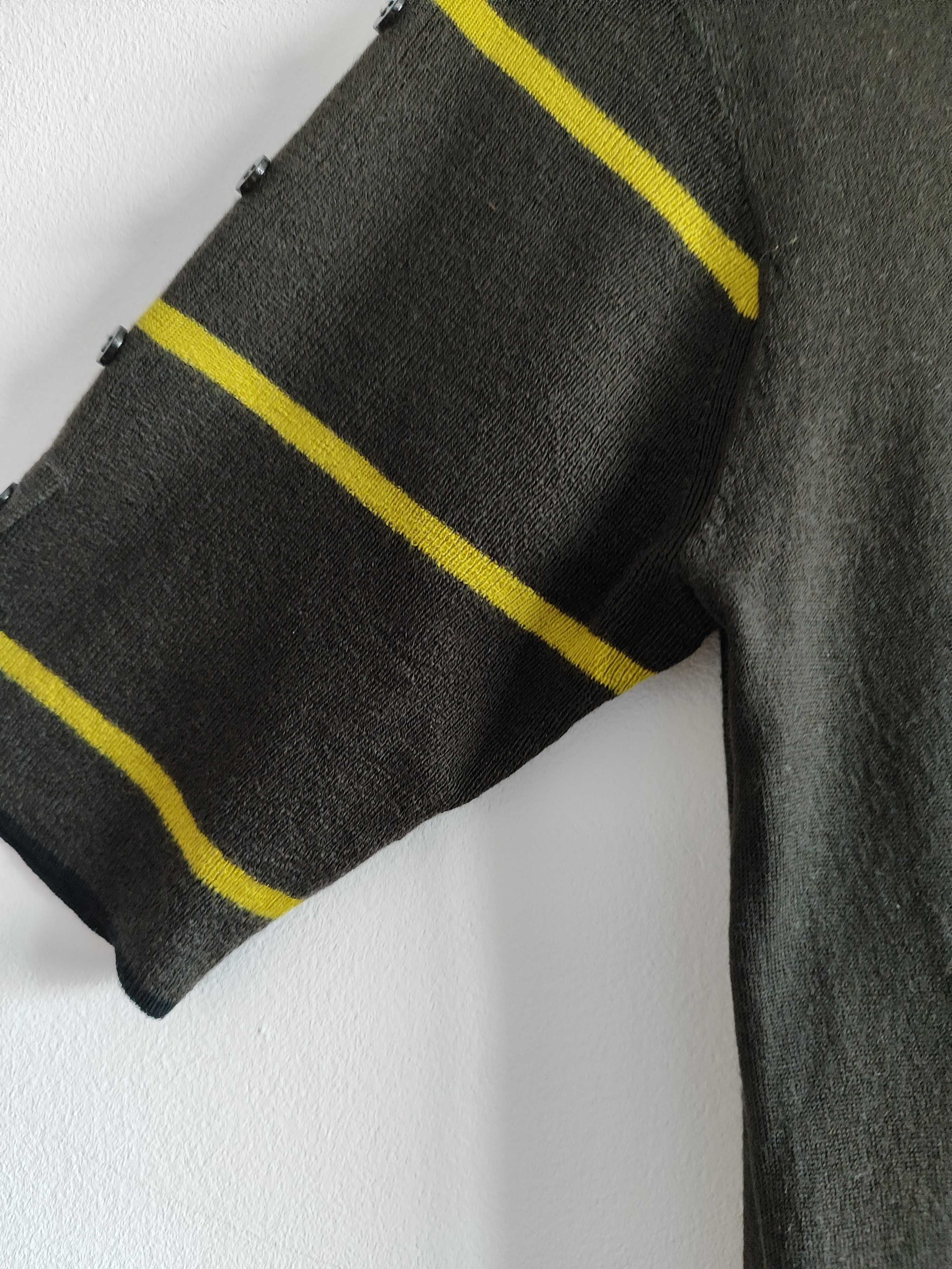 Sweter marki Rene Lezard z krótkim rękawem w paski wełna dziewicza