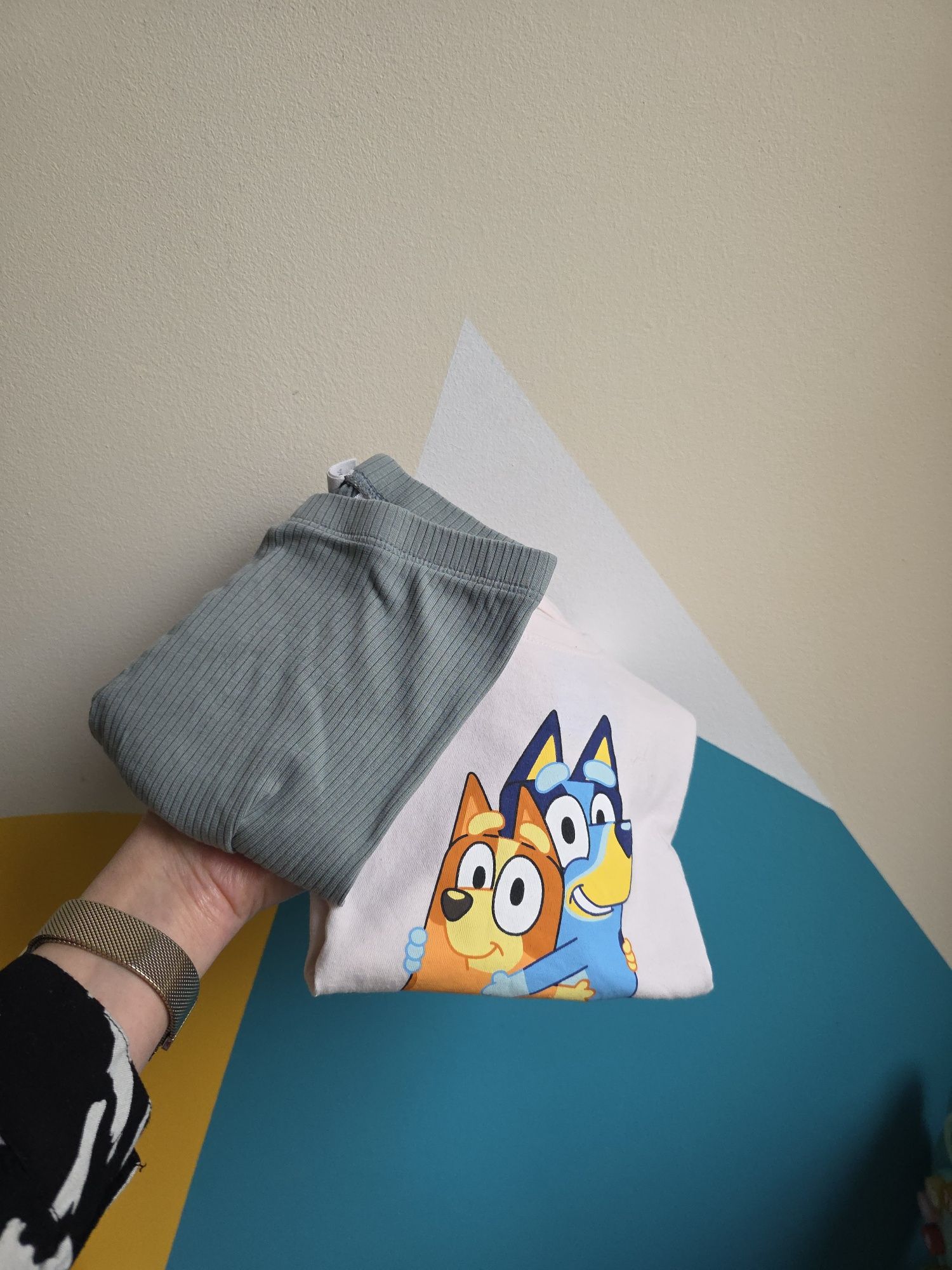 Zestaw Bluey bluzka t-shirt Szorty prążkowane Zara krótkie spodenki