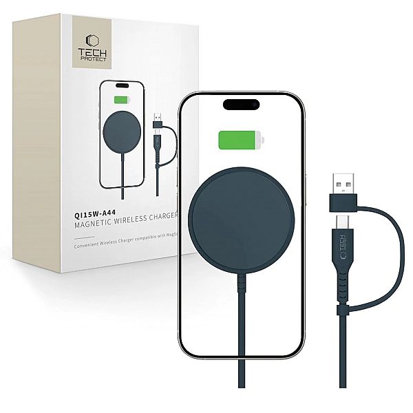 Tech-Protect Qi15W-A44 Magnetic Magsafe Wireless Charger Navy Blue