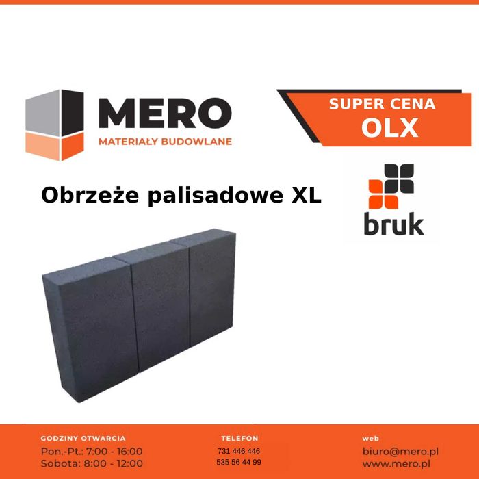 Bruk Obrzeże palisadowe XL 8x28x50,6 antracyt popielaty